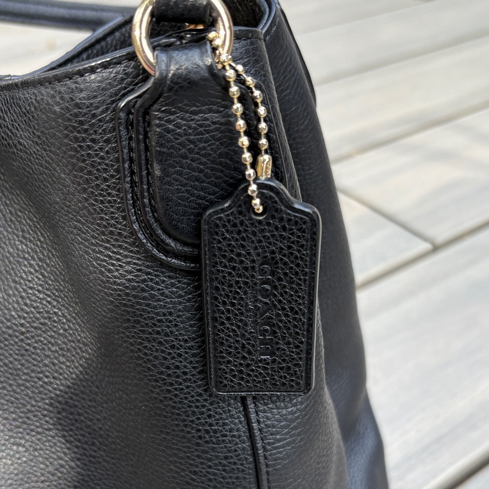 Coach Edie 28 Pebbled Black Leather Shoulder Bag - Picture 11 of 11